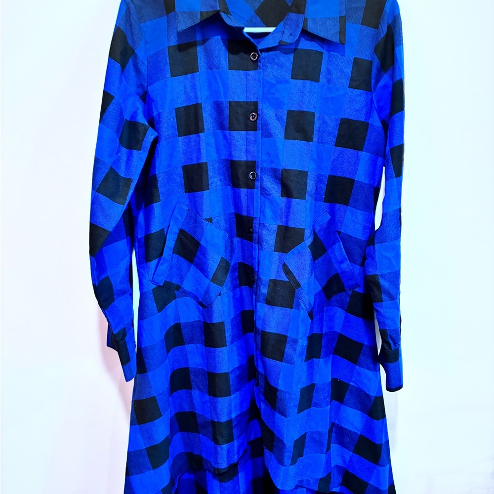 Blue and Black Checkered Women's shirt